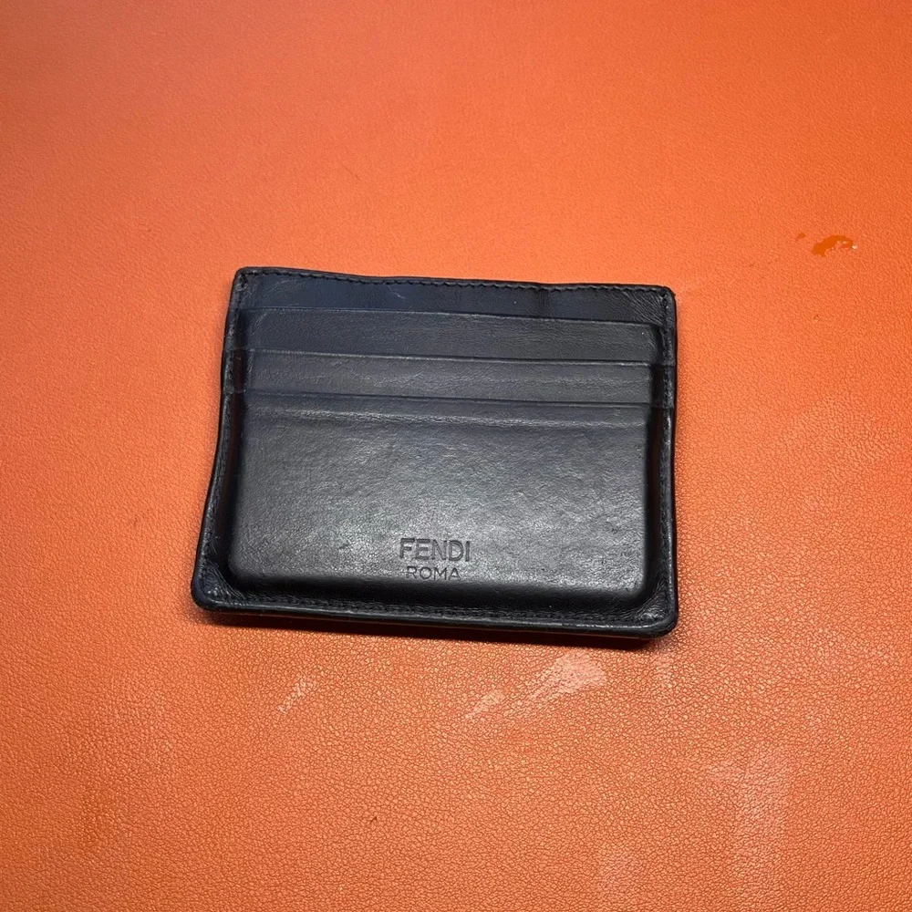 AUTHENTIC Fendi Monster Eyes Card Holder Black Leather - Picture 2 of 4